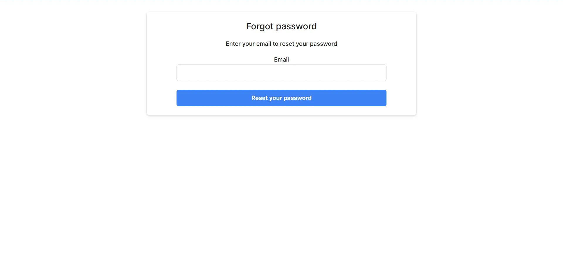 Reset password screen