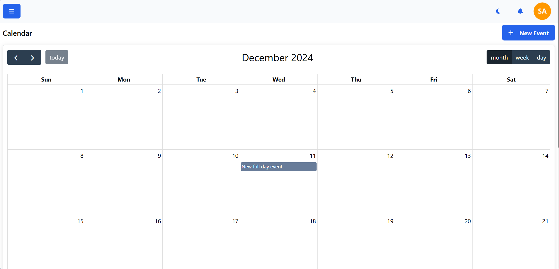 Calendar view