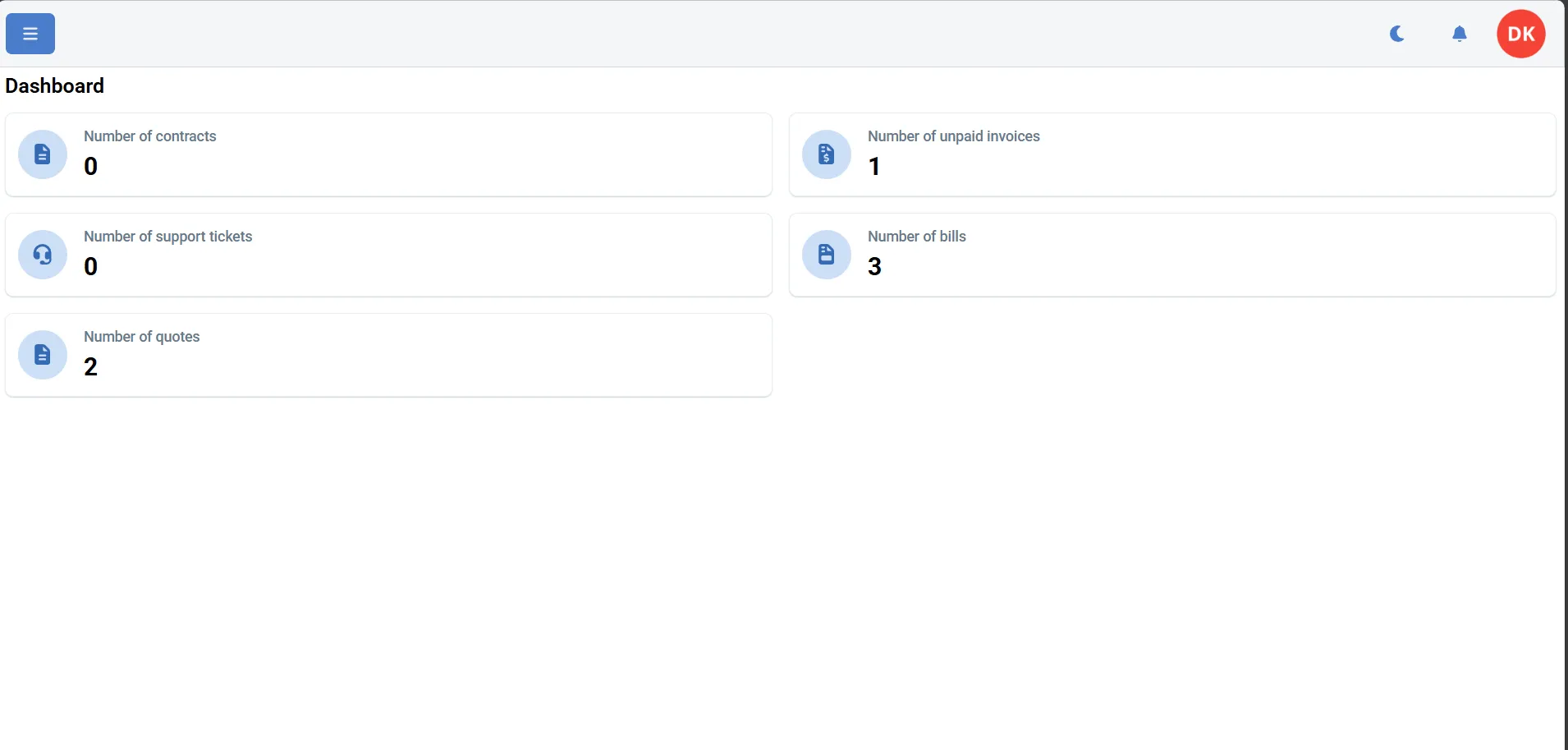 Dashboard view
