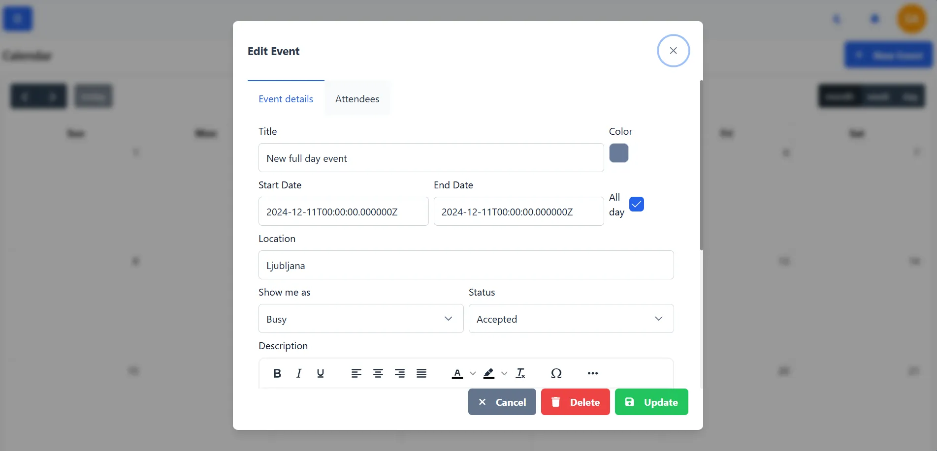 Edit event