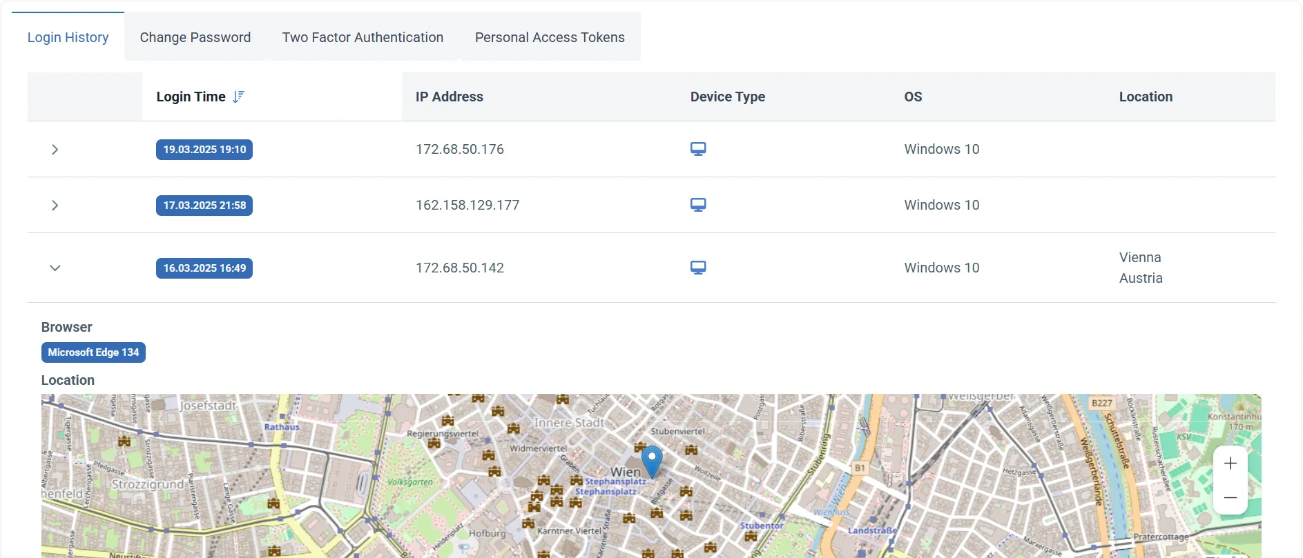 Login history