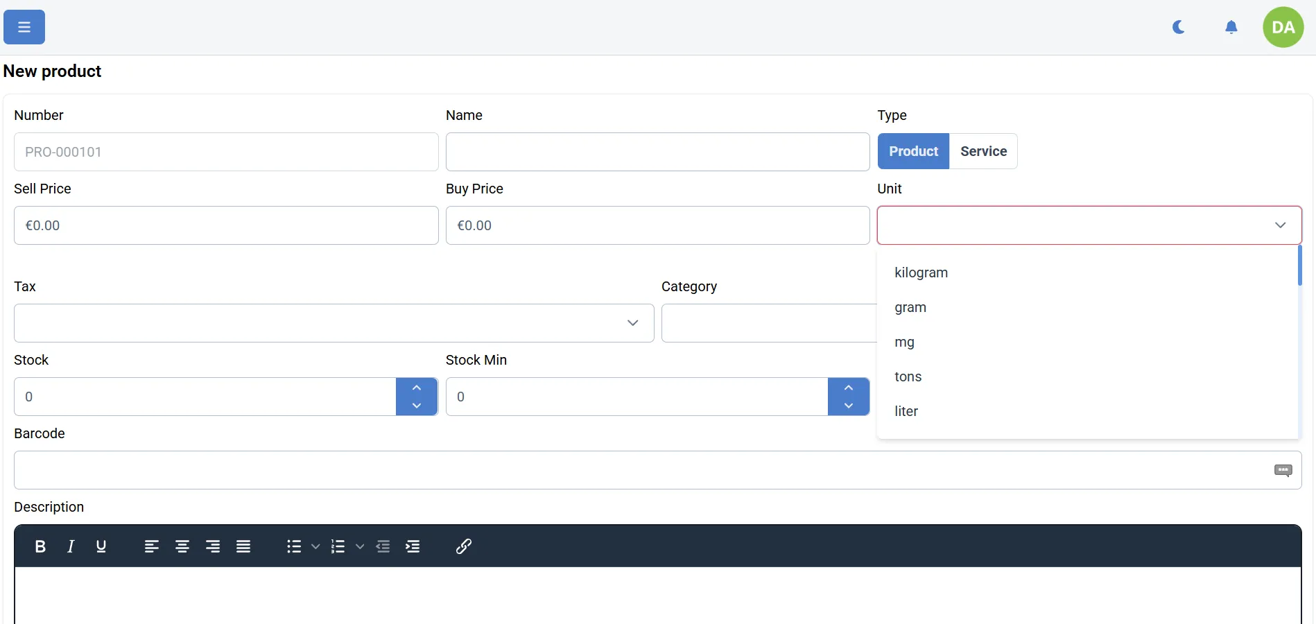 View edit product