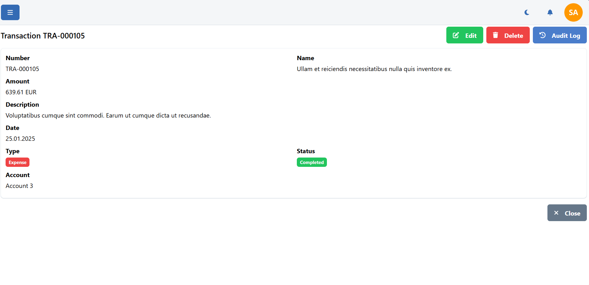 Transaction details