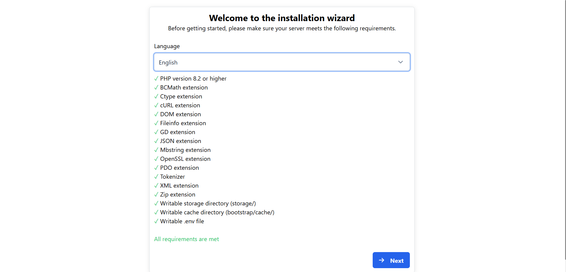 Installation page